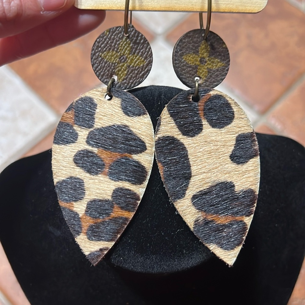 Keep It Gypsy Upcycled Leopard Teardrop Earrings